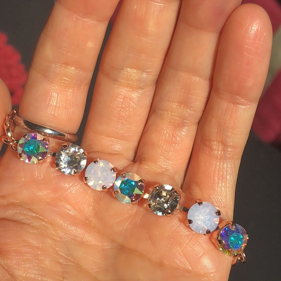 Aurora Borealis, Classic Crystal + Pink Opal Bracelet - Picture 8 of 15